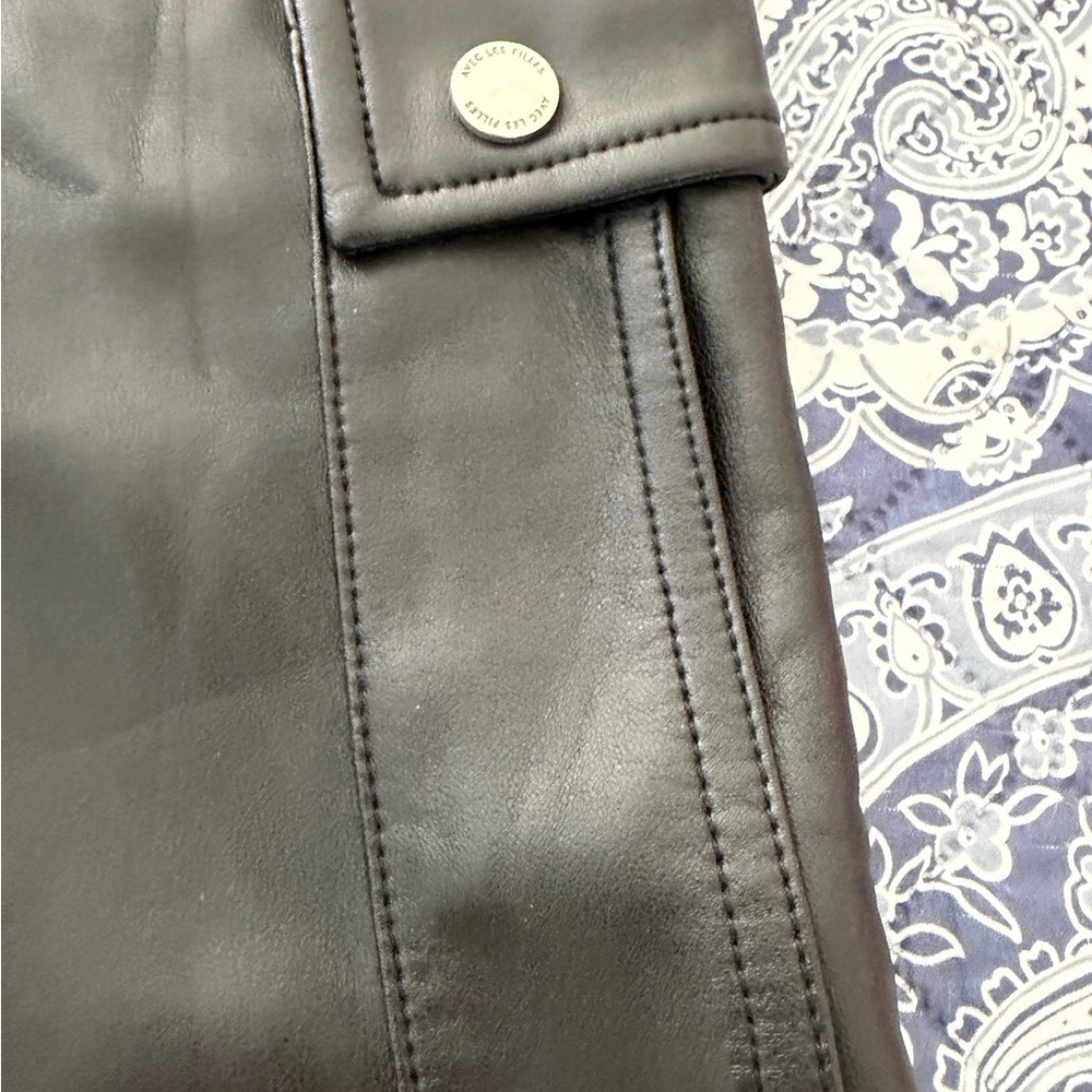 Avec Les Filles Faux Leather Black Cargo Pants in size S - Picture 3 of 5